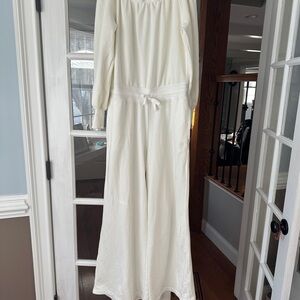 Free People off shoulder Cream Jumpsuit